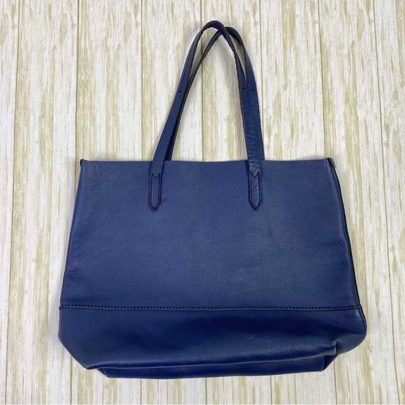 J. Crew Navy Blue 100% Leather Transport Tote